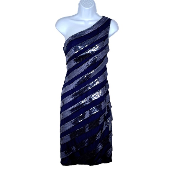 Tadashi Shoji Dresses & Skirts - Tadashi Shoji Navy Sequin One Shoulder Cocktail Dress Size 2